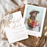 Convite Terracotta Floral Boho Pampas Chá de panela Grass<br><div class="desc">Laranja Mínima Queimada - Terracotta - Chá de panela de Scripts de Grass Coriander Elegant e Modern Boho Pampas com Foto no Outono de Volta (outono),  Inverno,  Primavera ou Convites de Verão - inclui uma bela e elegante tipografia de scripta para a Noiva Especial Ser antes do Casamento.</div>