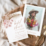 Convite Terracotta Floral Boho Pampas Chá de panela Grass<br><div class="desc">Laranja Mínima Queimada - Terracotta - Chá de panela de Scripts de Grass Coriander Elegant e Modern Boho Pampas com Foto no Outono de Volta (outono),  Inverno,  Primavera ou Convites de Verão - inclui uma bela e elegante tipografia de scripta para a Noiva Especial Ser antes do Casamento.</div>