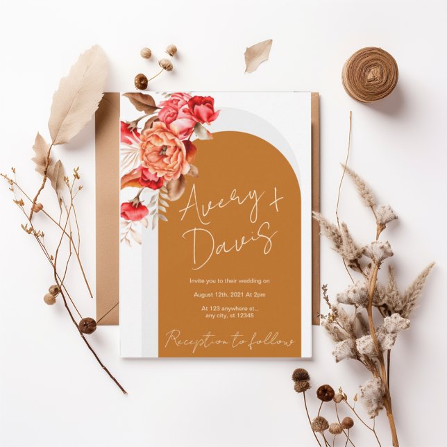 Convite Terracotta Floral Boho Wedding Invite (Criador carregado)