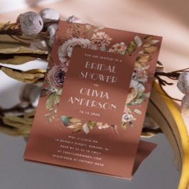 Convite Terracotta Floral Chá de panela | Boho Fall Rustic