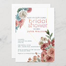 Convite Terracotta Floral Elegante Chá de panela