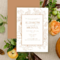 Terracotta Floral Line Art Posta Casamento Brunch