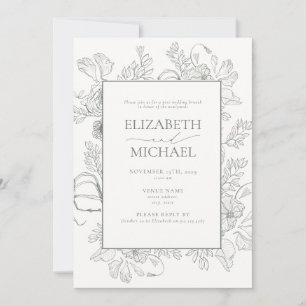 Convite Terracotta Floral Line Art Posta Casamento Brunch