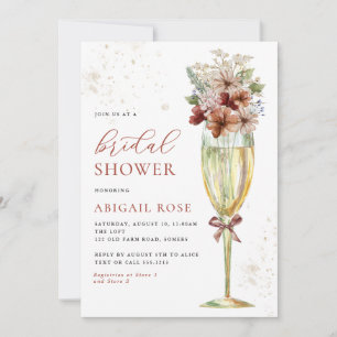Convite Terracotta Floral Noiva Showe Gold Champagne