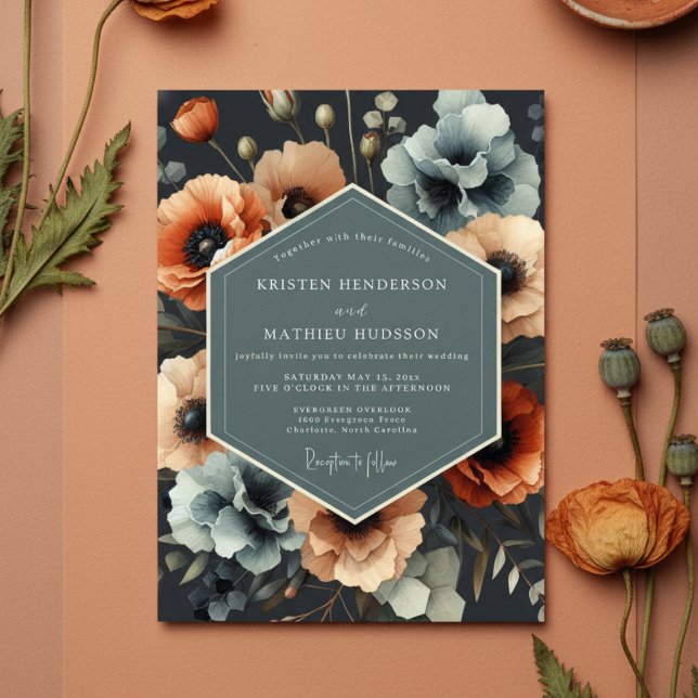 Convite Terracotta Floral Opulent Wedding (Criador carregado)