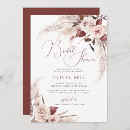 Convite Terracotta Floral Pampas Terthy Boho Chá de panela