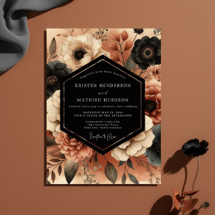 Convite Terracotta Floral Romance Casamento Temperamental