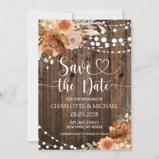 Convite Terracotta Floral Save the Date Wedding