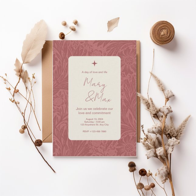 Convite Terracotta Floral Wedding Invitation (Criador carregado)
