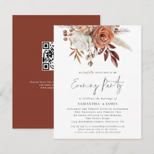 Convite Terracotta Florals QR Code Wedding Noite Party