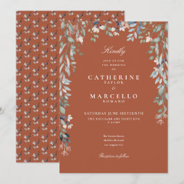 Convite Terracotta Flores Silvestres Flora Verde Casamento