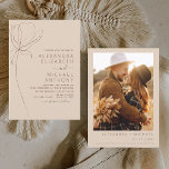 Convite Terracotta Foto Floral de Casamento Minimalista<br><div class="desc">Terracotta (terra cotta) da linha plana botânica minimalista e o calão negro da boia boêmica neutra (outono),  inverno,  Primavera ou verão com convites para fotos ou fotos - inclui uma bela e elegante tipografia de roteiro para a celebração especial do dia do casamento.</div>