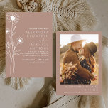 Convite Terracotta Foto Floral Minimalista de Casamento<br><div class="desc">Terracotta (terra cotta) da linha plana botânica minimalista e o calão negro da boia boêmica neutra (outono),  inverno,  Primavera ou verão com convites para fotos ou fotos - inclui uma bela e elegante tipografia de roteiro para a celebração especial do dia do casamento.</div>