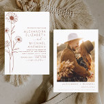 Convite Terracotta Foto Floral Minimalista de Casamento<br><div class="desc">Terracotta (terra cotta) da linha plana botânica minimalista e o calão negro da boia boêmica neutra (outono),  inverno,  Primavera ou verão com convites para fotos ou fotos - inclui uma bela e elegante tipografia de roteiro para a celebração especial do dia do casamento.</div>