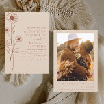 Convite Terracotta Foto Floral Minimalista de Casamento<br><div class="desc">Terracotta (terra cotta) da linha plana botânica minimalista e o calão negro da boia boêmica neutra (outono),  inverno,  Primavera ou verão com convites para fotos ou fotos - inclui uma bela e elegante tipografia de roteiro para a celebração especial do dia do casamento.</div>