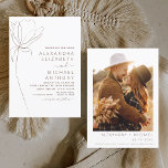 Convite Terracotta Foto Floral Minimalista de Casamento<br><div class="desc">Terracotta (terra cotta) da linha plana botânica minimalista e o calão negro da boia boêmica neutra (outono),  inverno,  Primavera ou verão com convites para fotos ou fotos - inclui uma bela e elegante tipografia de roteiro para a celebração especial do dia do casamento.</div>