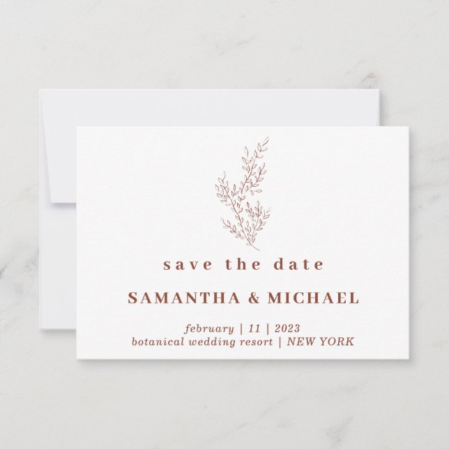 Convite Terracotta Indie Autumn Floral Salvar a data (Frente)