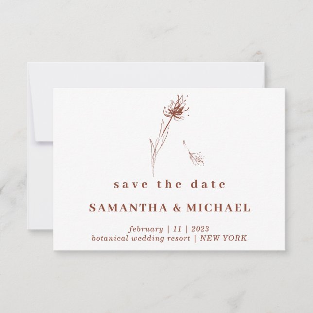 Convite Terracotta Indie Dandelion Flower Salvar data (Frente)