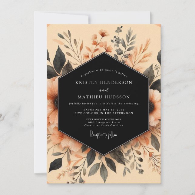 Convite Terracotta Inky Botanical Wedding (Frente)