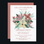 Convite Terracotta Ivory Floral Greenery Buquê Sweet 16<br><div class="desc">Este elegante e moderno convite de aniversário de dezesseis é perfeito para um evento clássico e contemporâneo. Apresenta um terracota, amarelo marfim, rosa-mauve, verde-musgo e flores verdes da floresta e deixa uma ilustração de buquê sobre um simples fundo branco com uma delicada tipografia manuscrita. É um design bonito, país, doce...</div>