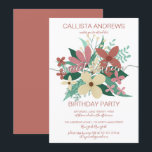 Convite Terracotta Ivory Floral Greenery Buquê Sweet 16<br><div class="desc">Este elegante e moderno convite de aniversário de dezesseis é perfeito para um evento clássico e contemporâneo. Apresenta um terracota, amarelo marfim, rosa-mauve, verde-musgo e flores verdes da floresta e deixa uma ilustração de buquê sobre um simples fundo branco com uma delicada tipografia manuscrita. É um design bonito, país, doce...</div>