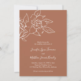 Convite Terracotta Line Art Floral Elegante Casamento