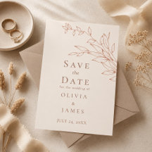 Terracotta Marfim Botânico Save the Date