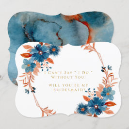 Convite Terracotta Marinho Floral, Você Será Minha Porta-P