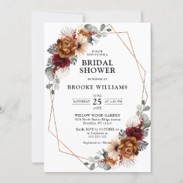 Convite Terracotta Marinho Greenery Chá de panela Geométri