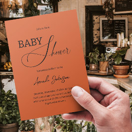 Convite Terracotta Mínima de Boho Chic Queimou Laranja Rus