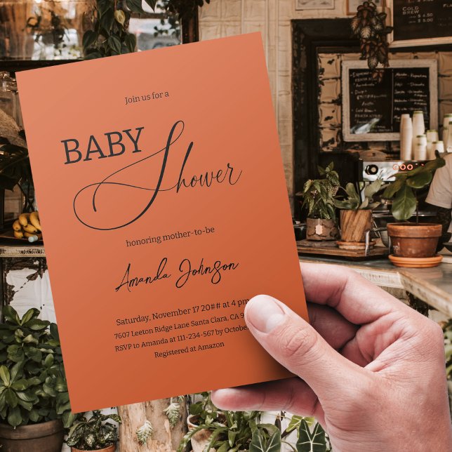 Convite Terracotta Mínima de Boho Chic Queimou Laranja Rus (Criador carregado)