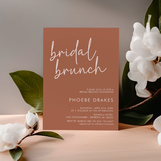 Convite Terracotta Minimalist Script Bridal Brunch (Criador carregado)