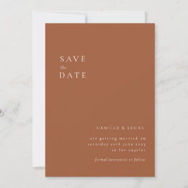 Convite Terracotta Minimalist Text and Photo Save date (Te