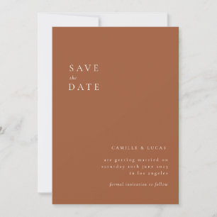 Convite Terracotta Minimalist Text and Photo Save date (Te