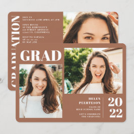 Convite Terracotta minimalista e moderno 3 fotos de gradua