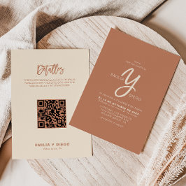 Convite Terracotta Minimalista Frente e Casamento Boda Tra