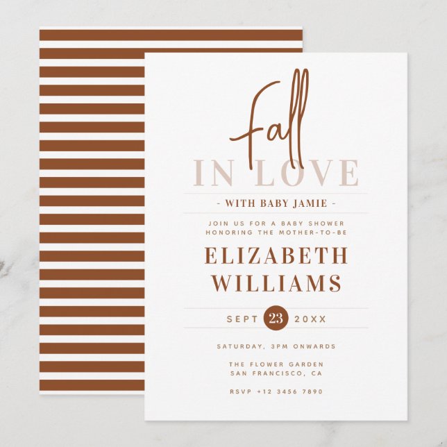 Convite Terracotta Minimalista tudo no Chá de fraldas do A (Frente/Verso)