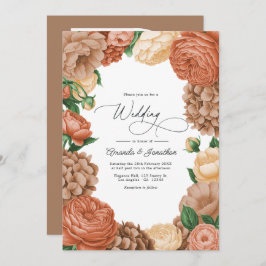 Convite Terracotta, Mocha & Champagne Floral Wedding