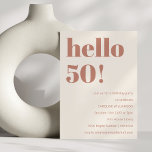 Convite Terracotta Modern 50º Aniversário<br><div class="desc">Tipografia a negrito Convite de aniversário 50º em Terracotta e Ivory</div>