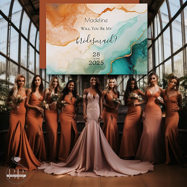 Convite Terracotta Modern Abstrato Agate Proposta (Criador carregado)