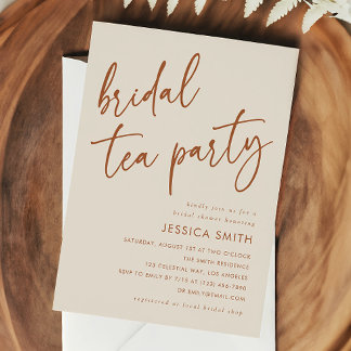 Convite Terracotta Modern Boho Bridal Tea Party Shower