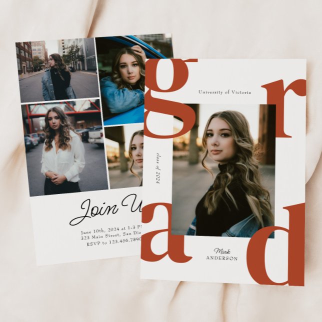 Convite Terracotta Modern Bold Classe de Graduação 2024 (Criador carregado)