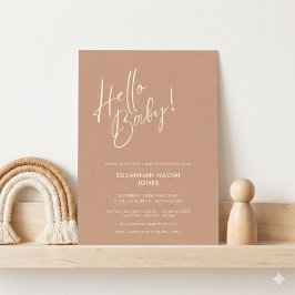 Convite Terracotta Modern Minimalist Hello Baby Shower