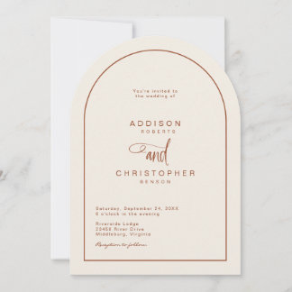 Convite Terracotta Modern Minimalista Casamento de Script