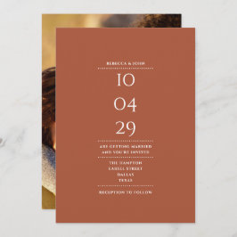 Convite Terracotta Modern Minimalista Data de Casamento da