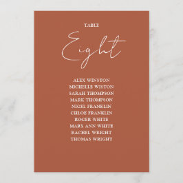 Convite Terracotta Modern Seating Chart Table Number