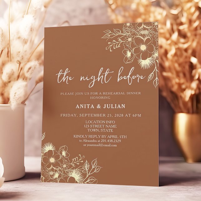 Convite Terracotta Na Noite Antes Do Janto De Ensaio (Criador carregado)