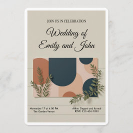 Convite Terracotta Navy Greenery Wedding Invitation