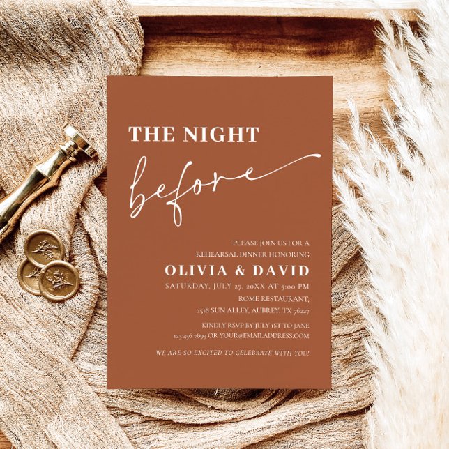 Convite Terracotta Noite Antes Do Janto De Ensaio Convidar (Criador carregado)