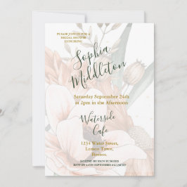 Convite Terracotta Orange Floral Elegante Chá de panela